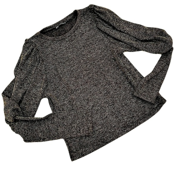 Zara puff mutton sleeve ribbed lightweight charcoal gray sweater size small - Picture 2 of 10